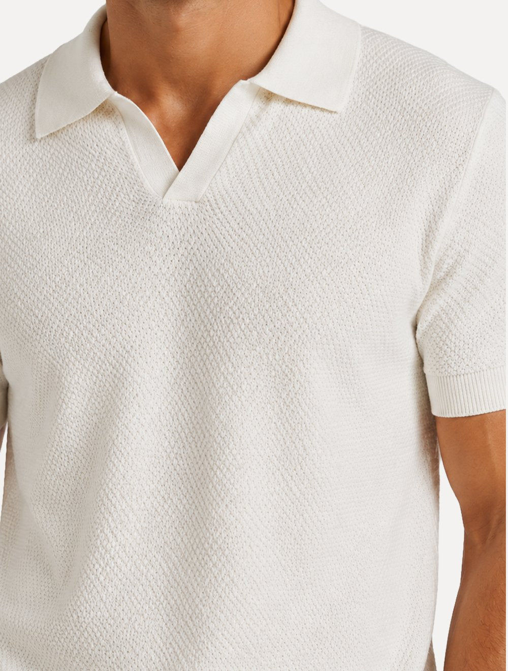 Polo Dixen Masculina Tricot Manga Curta Branca