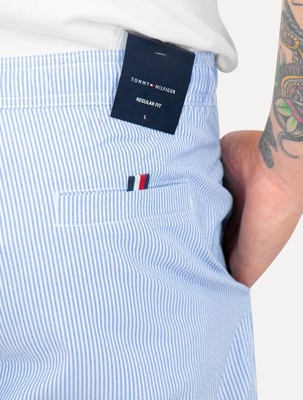 Short Tommy Hilfiger Masculino Medium Drawstring Core Logo Stripe Azul Claro