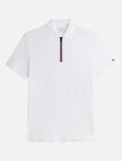 Polo Tommy Hilfiger Masculina Malha Liquid Cotton Zip Branca