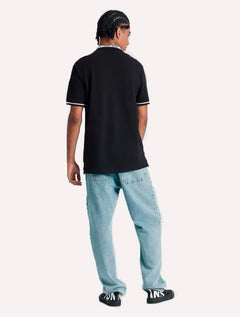 Polo Tommy Jeans Masculina Piquet Regular Tipped Stretch Preta