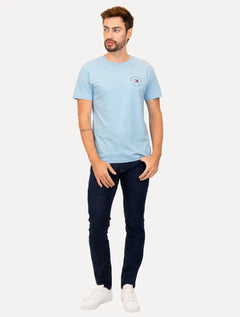 Camiseta Tommy Hilfiger Masculina Roundle Logo Chest Azul Claro