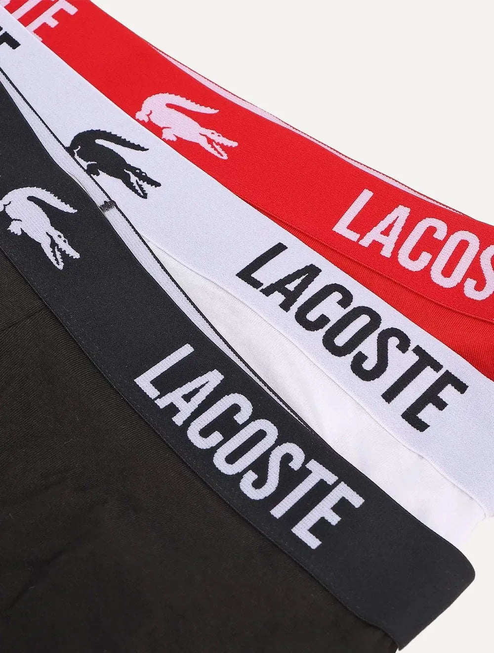 Cueca Lacoste Boxer Mono Croco Vermelha Branca Preta Pack 3UN