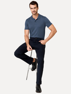 Polo Dudalina Masculina Malha Gola Friso Binada Azul Escuro