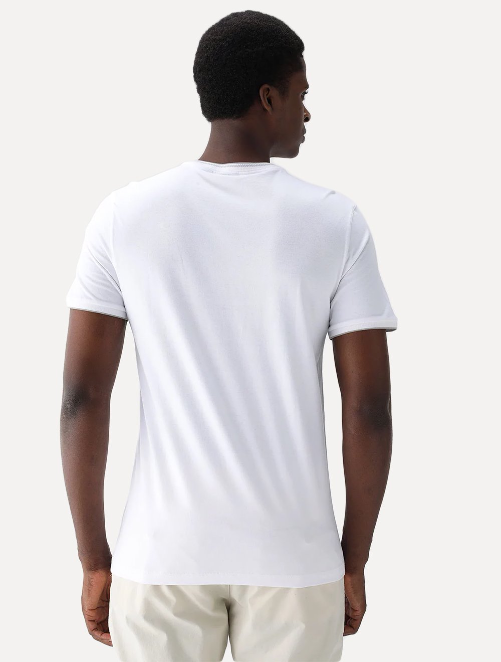 Camiseta Aramis Masculina Grey Friso Gola Branca