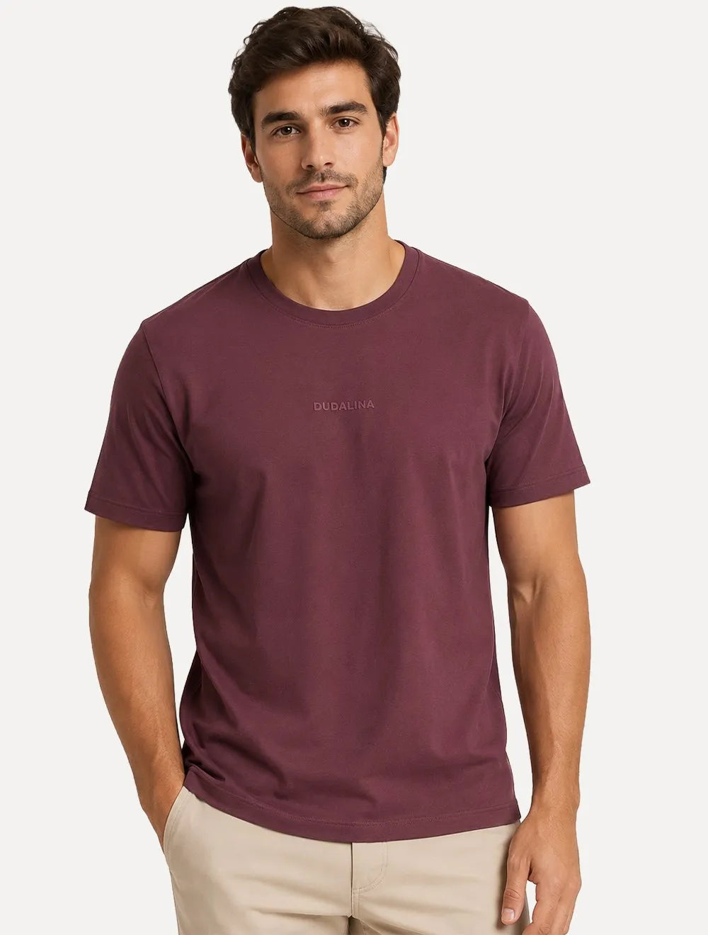 Camiseta Dudalina Masculina Regular Rubber Center Roxo Escuro