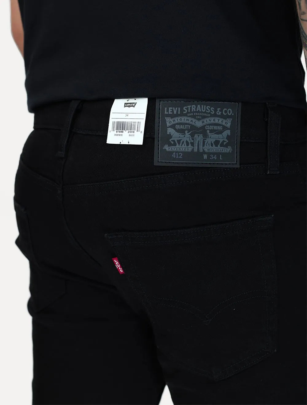 Bermuda Levis Jeans Masculina 412 Slim Shorts Stretch Preta