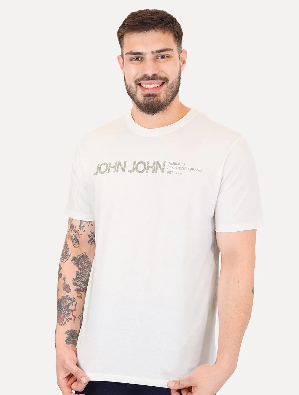 Camiseta John John Masculina Regular Fit Timeless Space Branca