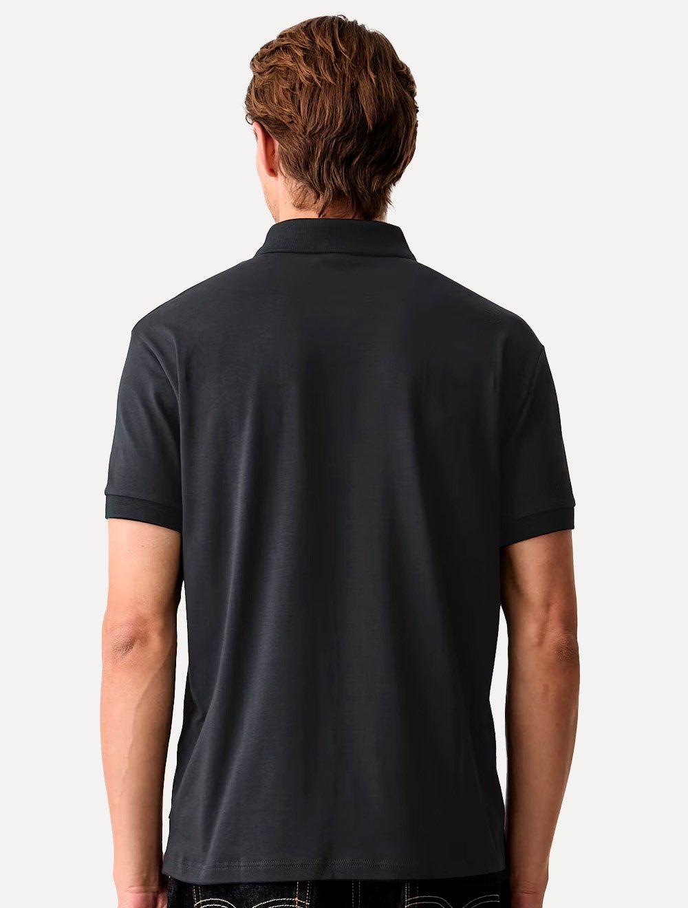 Camisa Polo Armani Exchange Slim Fit Malha de Algodão Half Zip Azul Marinho