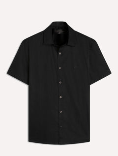 Camisa Ellus Masculina Manga Curta Tricoline LY Classic Italian Preta.