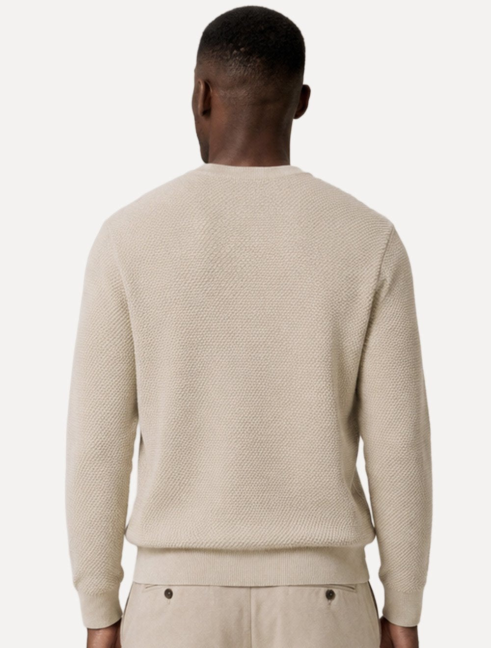 Suéter Dudalina Masculino Tricot Textura Favo Cáqui