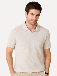 Polo Dudalina Masculina Piquet Jacquard Gola Cubana Areia Mescla
