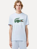 Camiseta Lacoste Masculina Jersey Croco Signature Logo Azul Claro