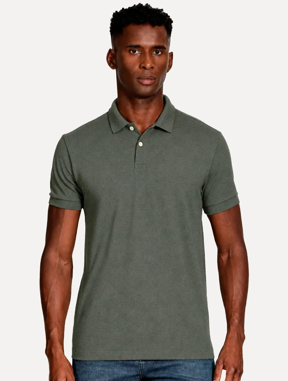 Polo Aramis Masculina Basic Piquet Mescla Mono Verde Militar