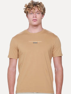 Camiseta Calvin Klein Masculina Sustainable NY Address Marrom Claro