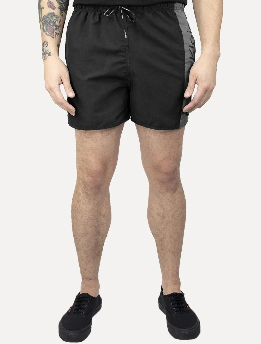 Short Calvin Klein Swimwear D'Água Grey Vertical Preto