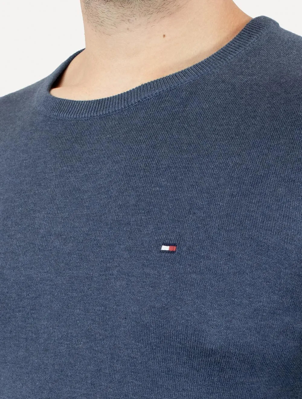 Suéter Tommy Hilfiger Masculino Crewneck Essential Cotton Azul Mescla