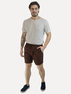 Short Reserva Masculino Casual Linho Rustic Marrom