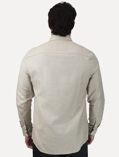 Camisa Calvin Klein Jeans Masculina Regular Oxford Leve Logo Cáqui Claro