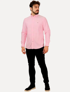 Camisa Tommy Hilfiger Masculina Regular Core Flex Poplin Rosa