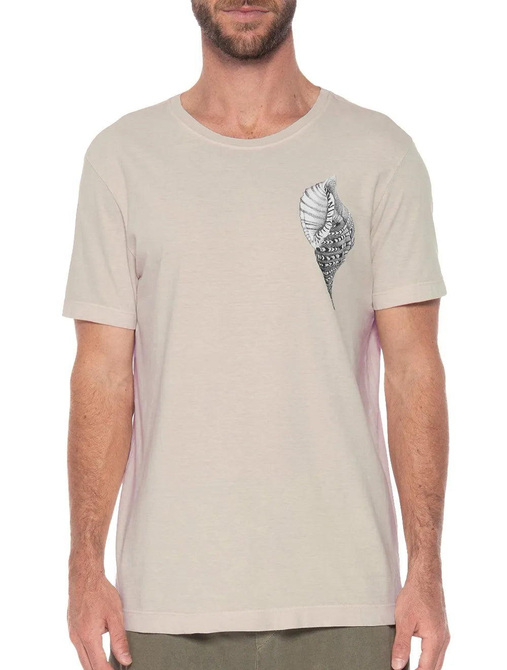 Camiseta Osklen Masculina Slim Stone Concha Areia