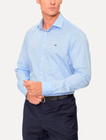 Camisa Tommy Hilfiger Masculina Slim Solid Contrast Azul Claro