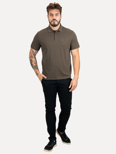 Polo Ellus Masculina Piquet Classic Easa Marrom Escuro