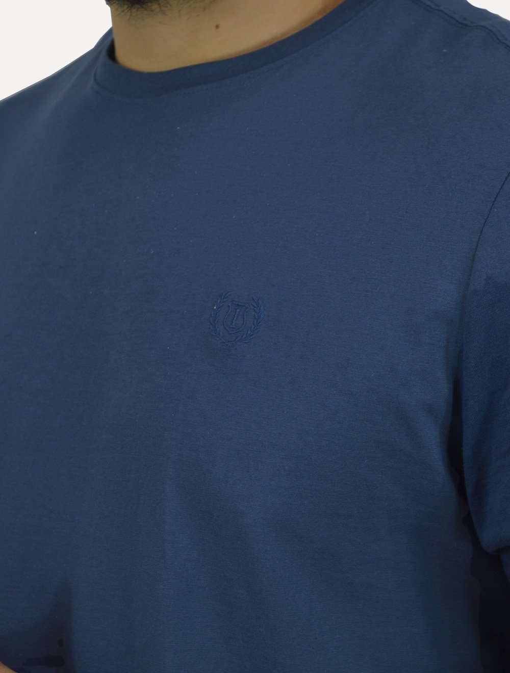 Camiseta Individual Masculina Comfort Pima Soft Touch Logo Azul Médio