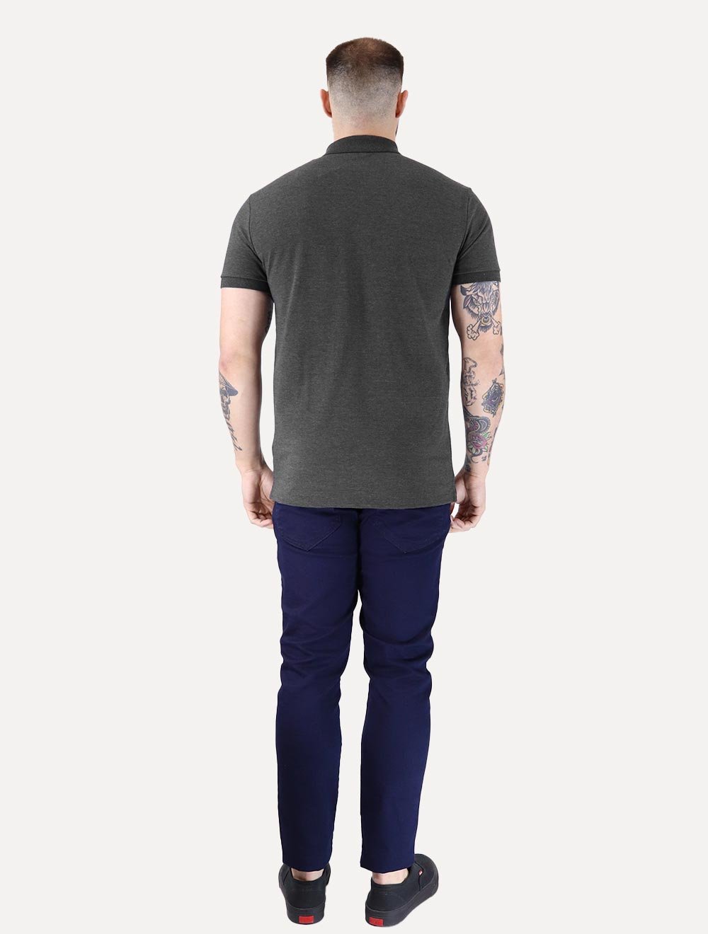 Polo Aramis Masculina Piquet Ziper Grafite Mescla