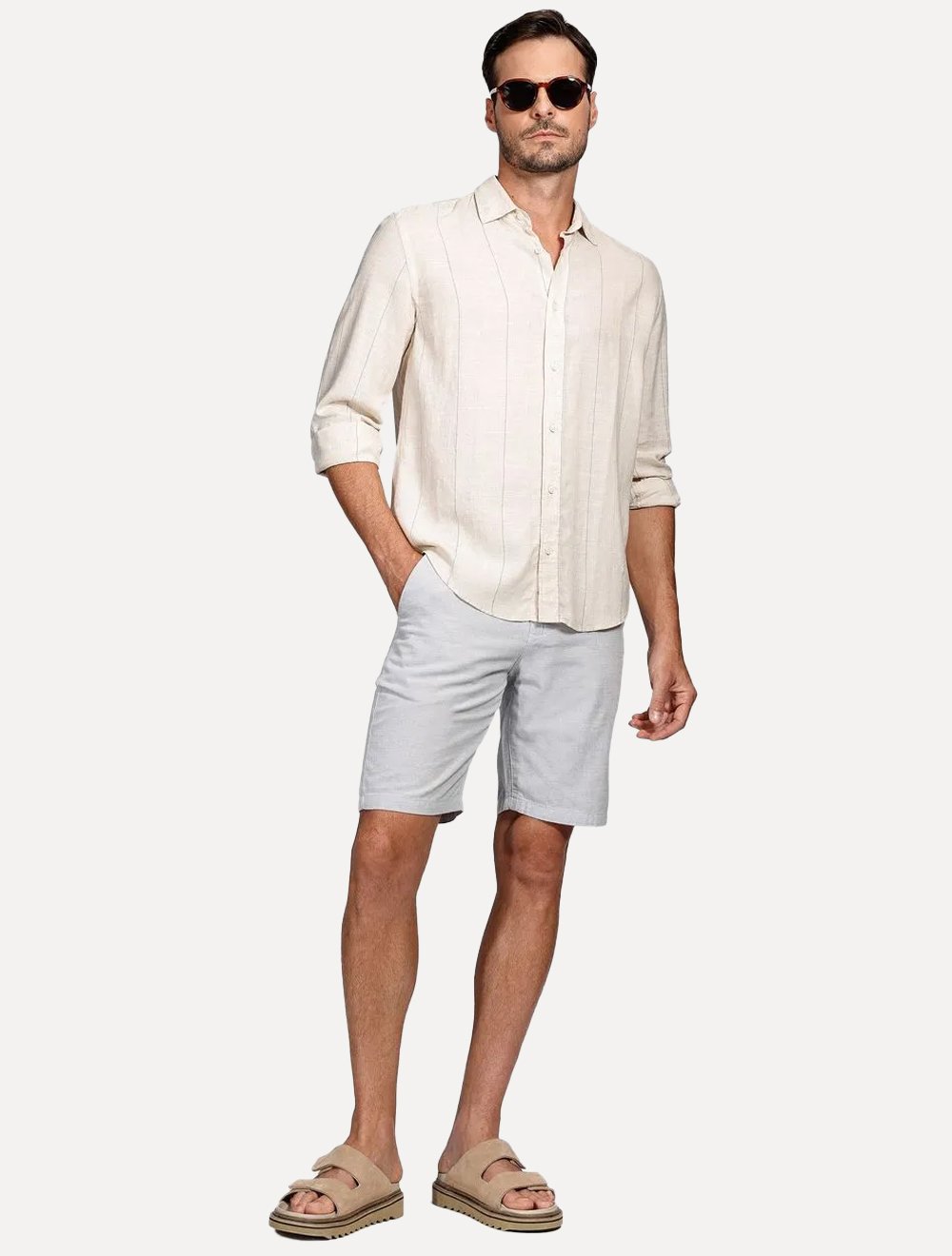 Bermuda Aramis Masculina Flame Texture Cinza Claro