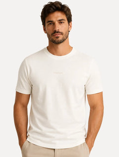 Camiseta Dudalina Masculina Regular Relevo Off White