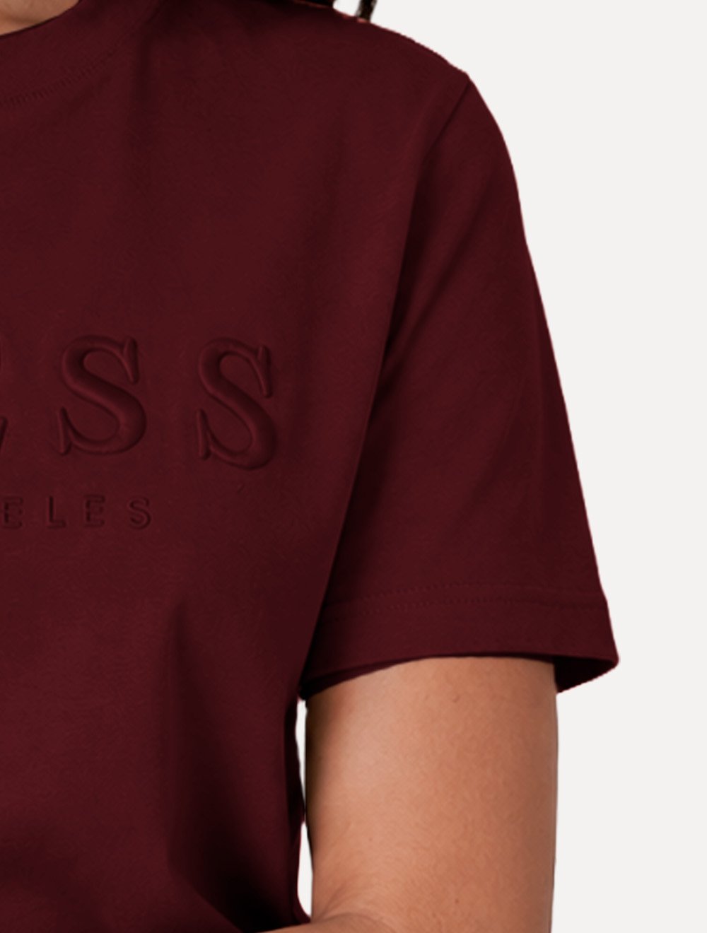 Camiseta Guess Feminina Los Angeles Embroidery Logo Vermelho Escuro