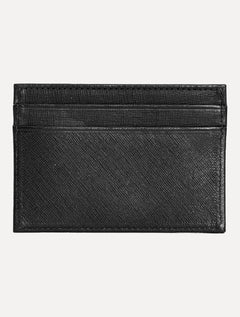 Carteira Aramis Masculina Porta Cartão Couro Flat Saffiano Preta