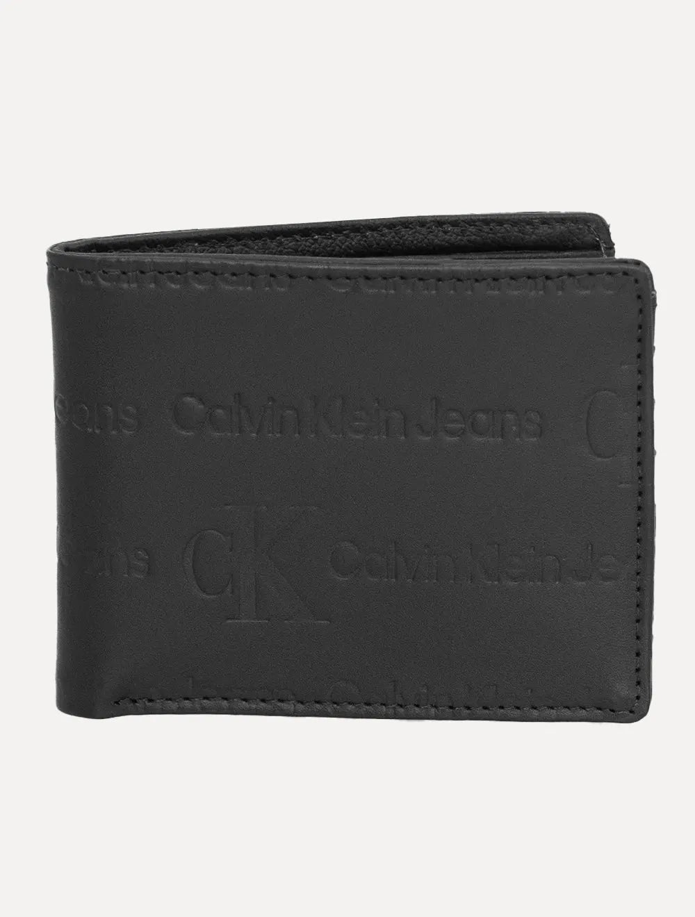 Carteira Calvin Klein Jeans Couro Monotype Full Logo Preta