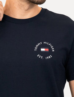 Camiseta Tommy Hilfiger Masculina Roundle Logo Chest Azul Marinho