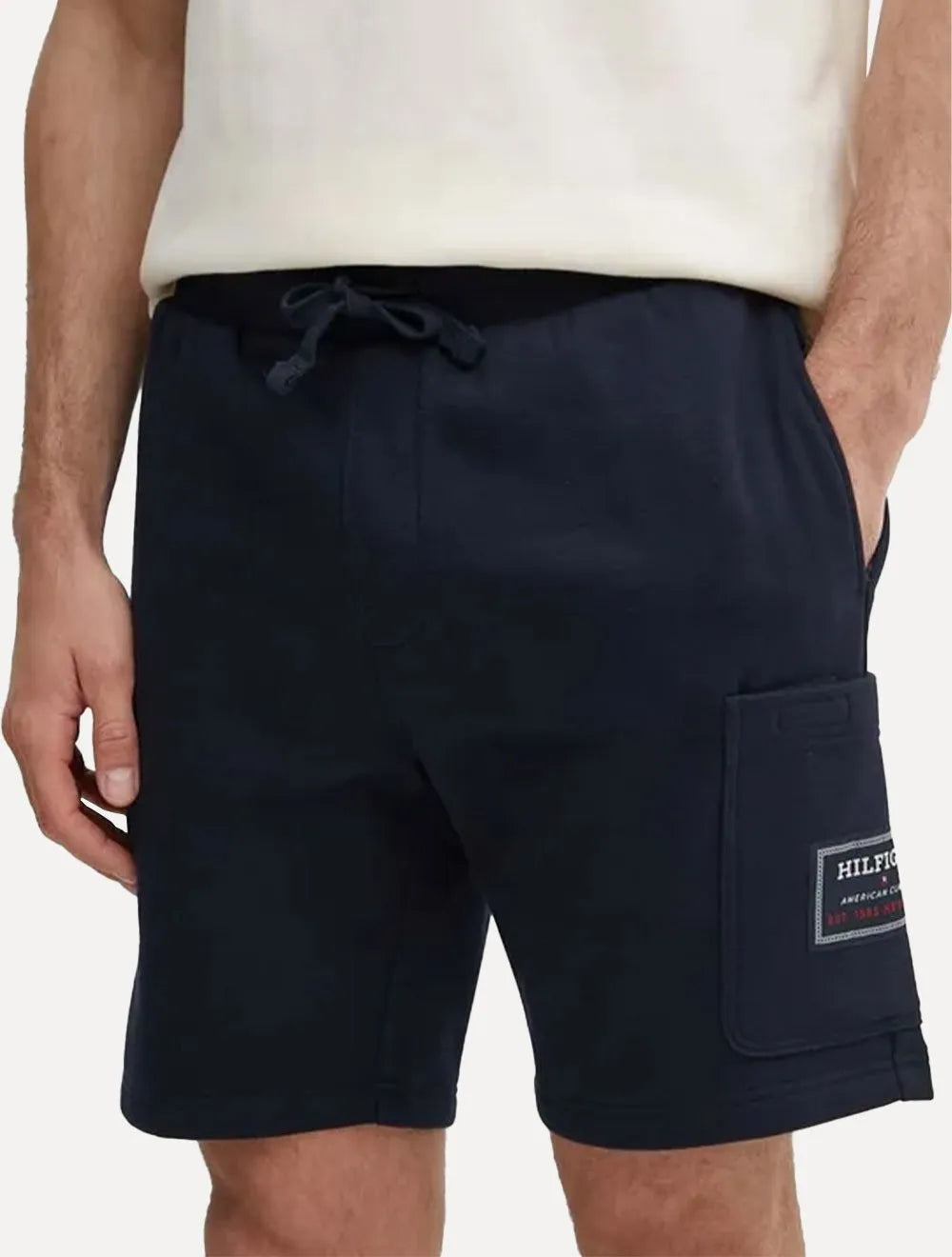 Bermuda Tommy Hilfiger Moletom Masculina Flag Logo Badge Azul Marinho