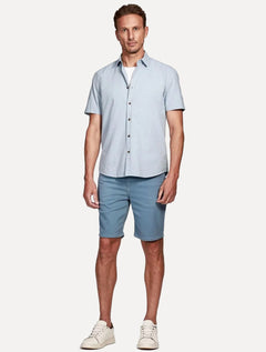 Camisa Aramis Masculina Manga Curta Slim Falso Liso Belfort Azul Mescla