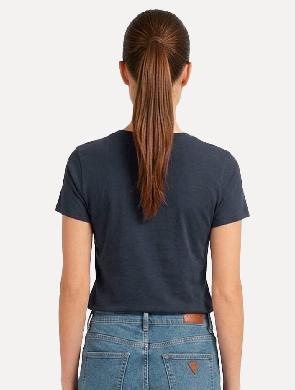 Camiseta Guess Feminina Cube 3D Logo Azul Marinho