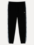 Calça Lacoste Moletom Masculina Jogger Signature Sash Preta