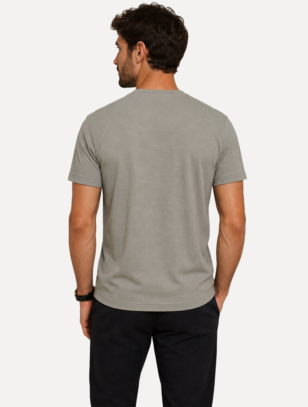 Camiseta Dudalina Masculina Regular Malha Favor Cinza Médio