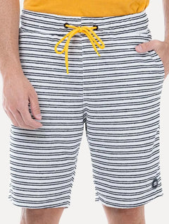 Bermuda King & Joe Sarja Masculina Comfort Malha Listrada Off-White