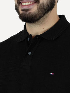 Polo Tommy Hilfiger Masculina Mercerised Jacquard Preta
