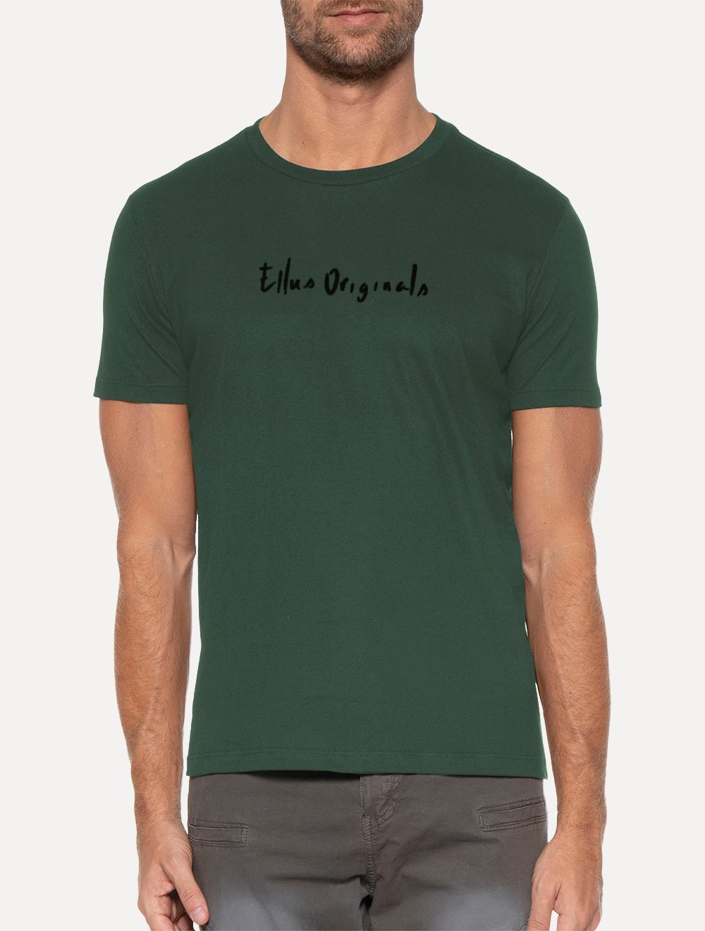 Camiseta Ellus Masculina Cotton Fine Originals Blue Logo Verde Escuro