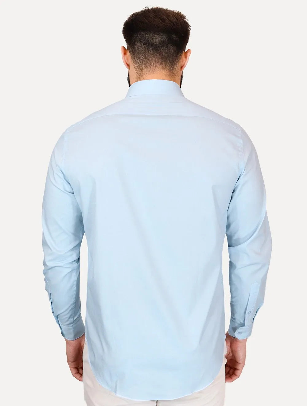 Camisa Aramis Masculina Regular Tricoline Liso Stretch Azul Claro