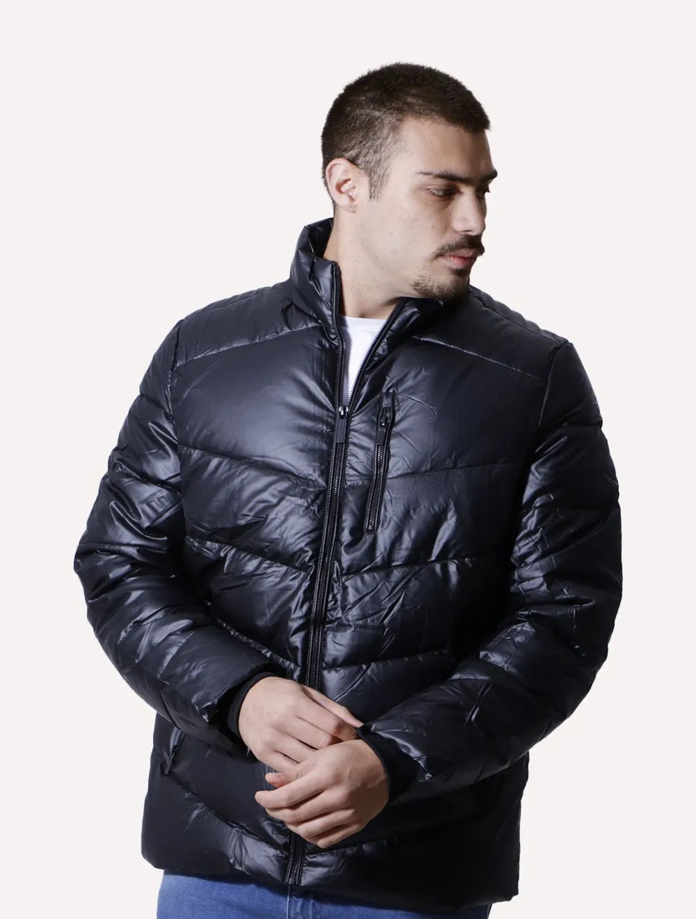Jaqueta Victory Eagle Masculina Metallic Zip Preta
