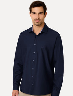 Camisa Dudalina Masculina Comfort Superfine Cotton Mono Logo Azul Escuro