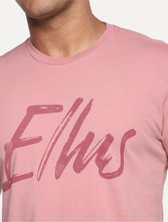 Camiseta Ellus Masculina Maxi Logo Classic Brush Rosa Escuro