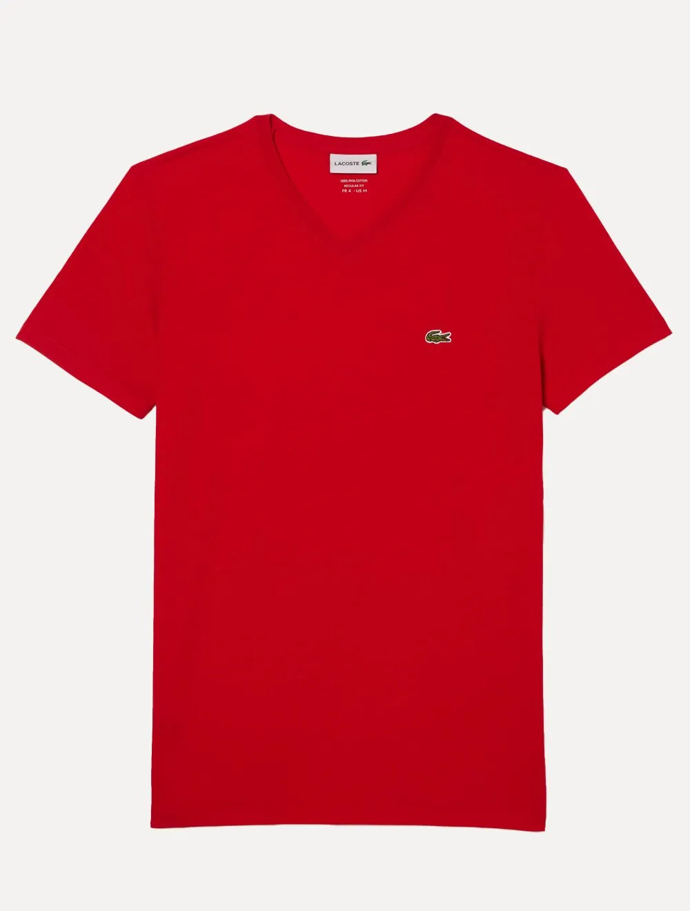 Camiseta Lacoste Masculina Jersey Pima Cotton Gola V Vermelha
