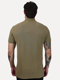 Polo Aramis Masculina Regular Basic Piquet Mono Logo Cáqui Medio