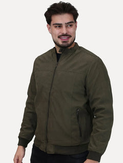 Jaqueta Dixen Masculina Sarja Forrada Zíper Frontal Verde Militar