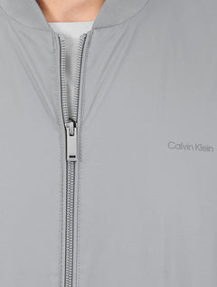 Jaqueta Calvin Klein Masculina Bomber Logo Full Zip Cinza Claro